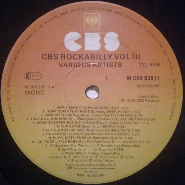 Various : CBS, Epic & Okeh Rockabilly Classics Vol. 3 - Rockabilly Vol. 3 (LP, Comp, Mono)
