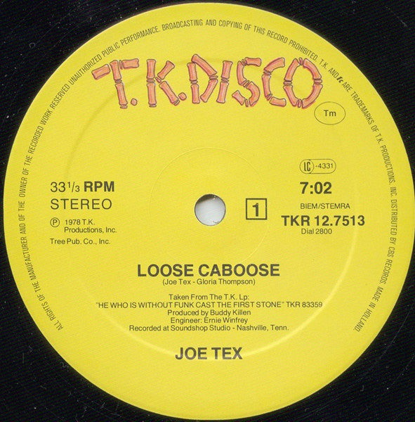 Joe Tex : Loose Caboose (12", Maxi)
