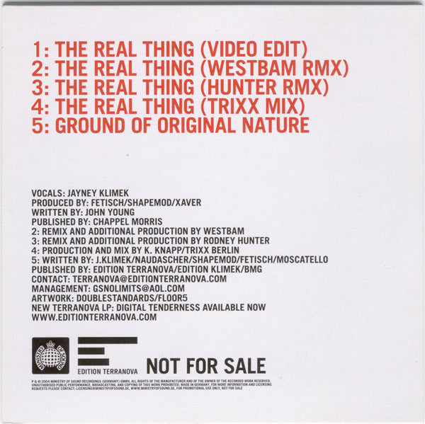 Terranova : The Real Thing (CD, Maxi, Promo)