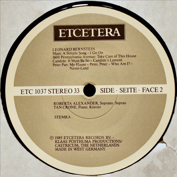 Leonard Bernstein - Roberta Alexander, Tan Crone : Songs (LP)