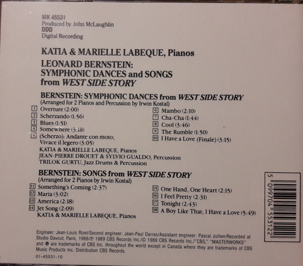 Leonard Bernstein, Katia Et Marielle Labèque : West Side Story (Symphonic Dances And Songs) (CD)