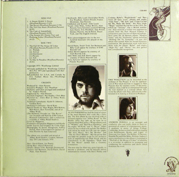 The Alan Parsons Project : Tales Of Mystery And Imagination  (LP, Album, RE, Blu)