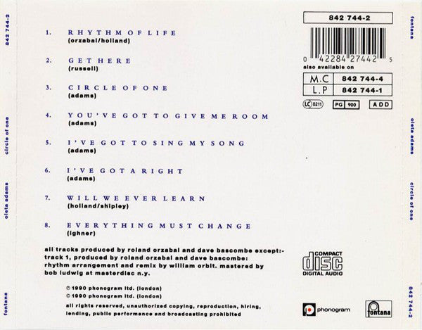 Oleta Adams : Circle Of One (CD, Album)