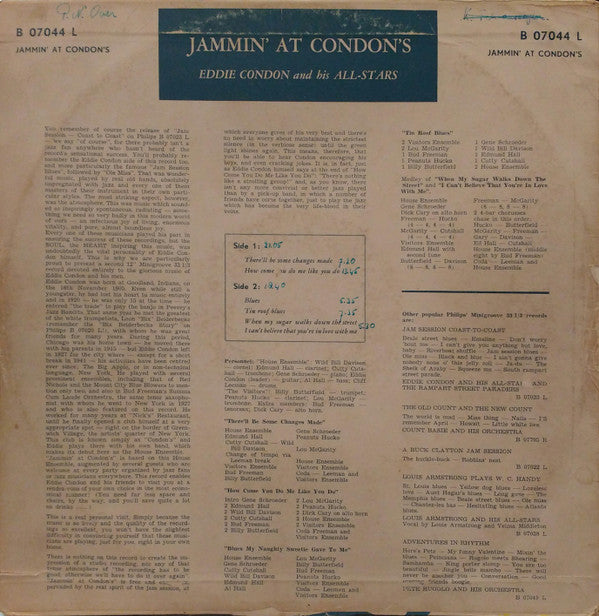 Eddie Condon And His All-Stars : Jammin' At Condon's (LP, Album, Mono)
