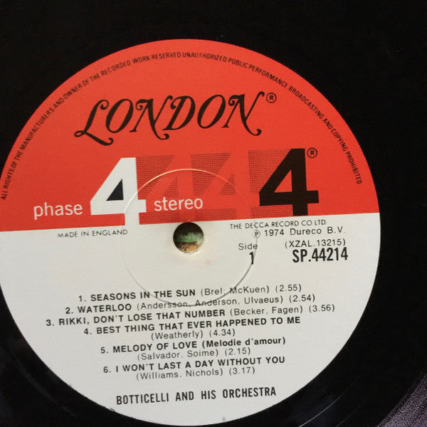 Botticelli And His Orchestra : Botticelli Unlimited (LP)