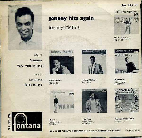 Johnny Mathis : Johnny Hits Again (7", EP)