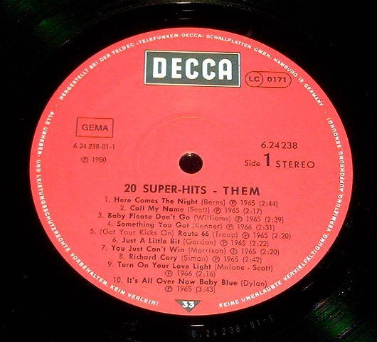 Them (3) : 20 Super Hits By Them (LP, Comp)