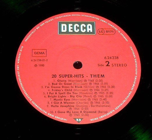 Them (3) : 20 Super Hits By Them (LP, Comp)