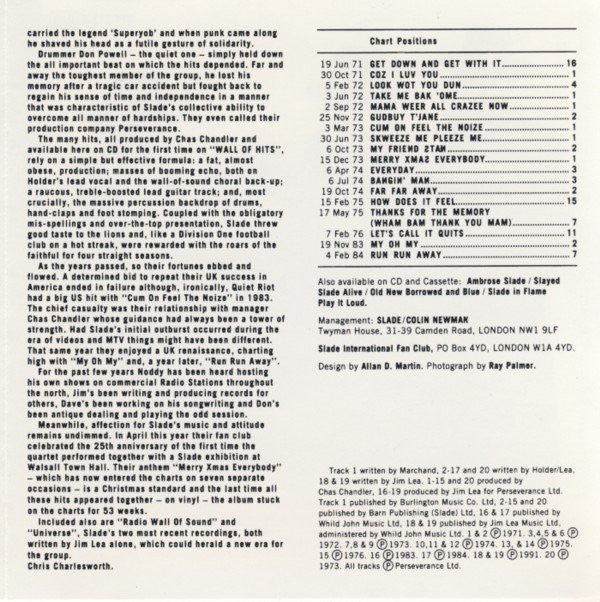 Slade : Wall Of Hits (CD, Comp)