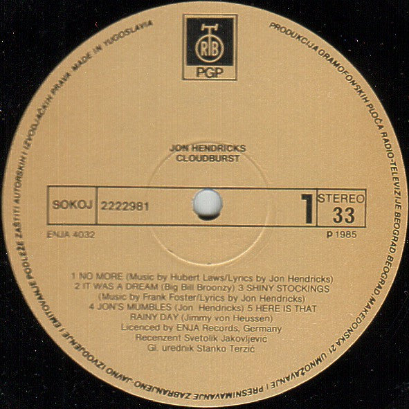 Jon Hendricks : Cloudburst (LP, Album)