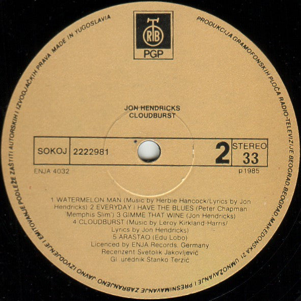 Jon Hendricks : Cloudburst (LP, Album)