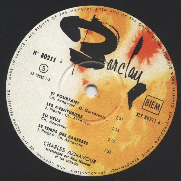 Charles Aznavour : La Mamma (10", Album, Mono)