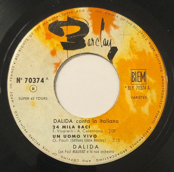 Dalida : Canta In Italiano (7", EP)