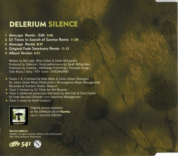 Delerium Featuring Sarah McLachlan : Silence (CD, Maxi)