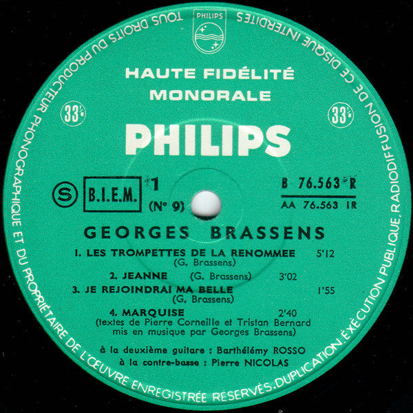 Georges Brassens : N° 9 (10", Album, Mono, RE)