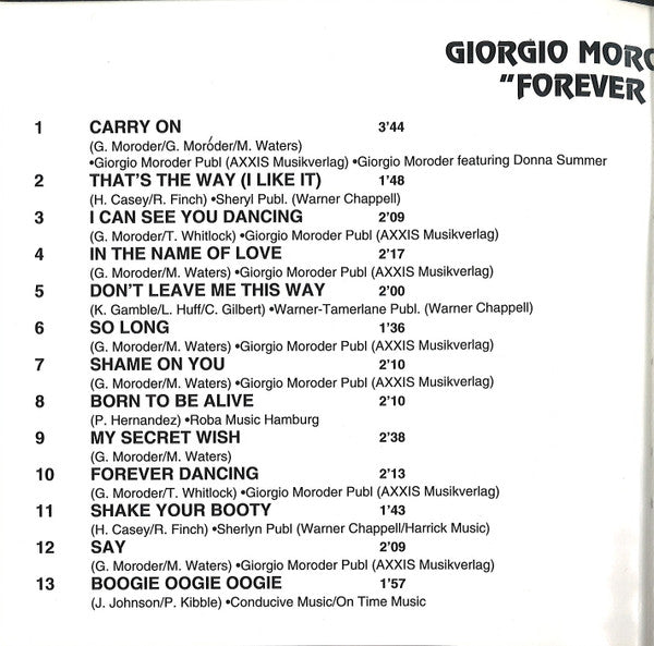 Giorgio Moroder Project : Forever Dancing (CD, Album, Mixed, RE)