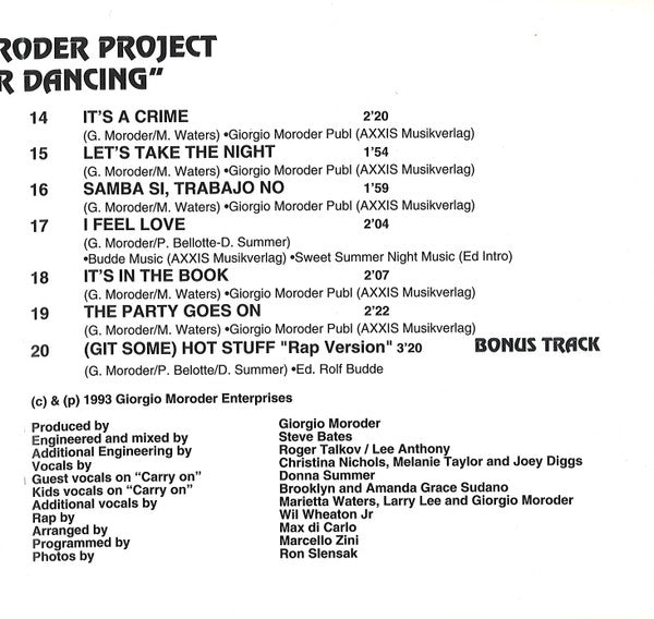 Giorgio Moroder Project : Forever Dancing (CD, Album, Mixed, RE)