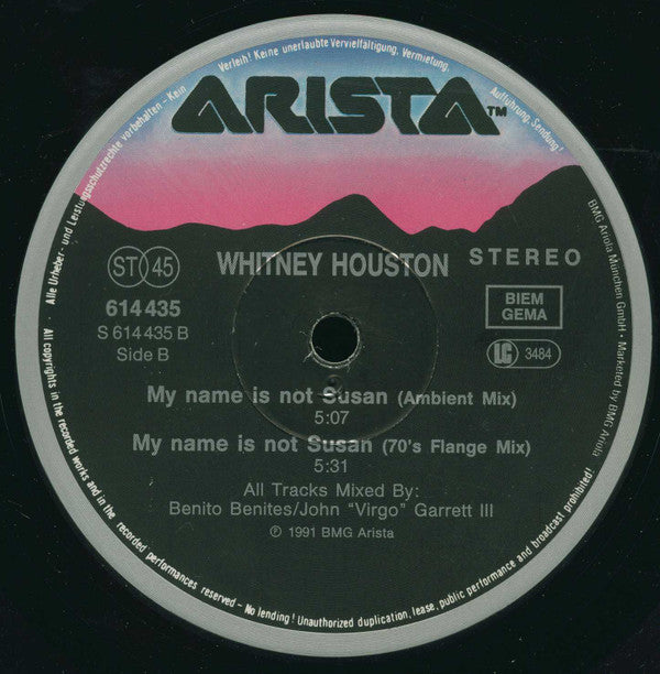 Whitney Houston : My Name Is Not Susan (12")