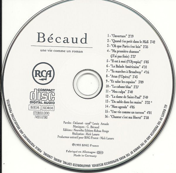 Gilbert Bécaud : Une Vie Comme Un Roman (CD, Album)