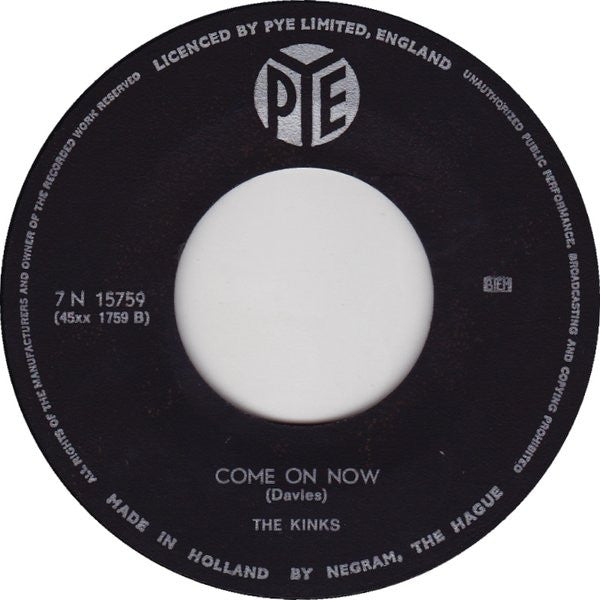 The Kinks : Tired Of Waiting For You (7", Single)