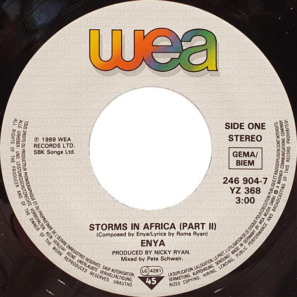 Enya : Storms In Africa (7")