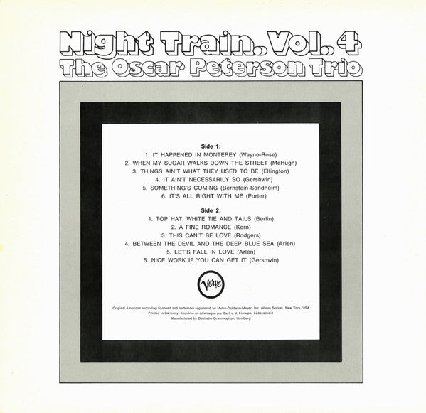 The Oscar Peterson Trio : Night Train. Vol. 4 (LP, Comp)