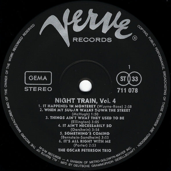The Oscar Peterson Trio : Night Train. Vol. 4 (LP, Comp)