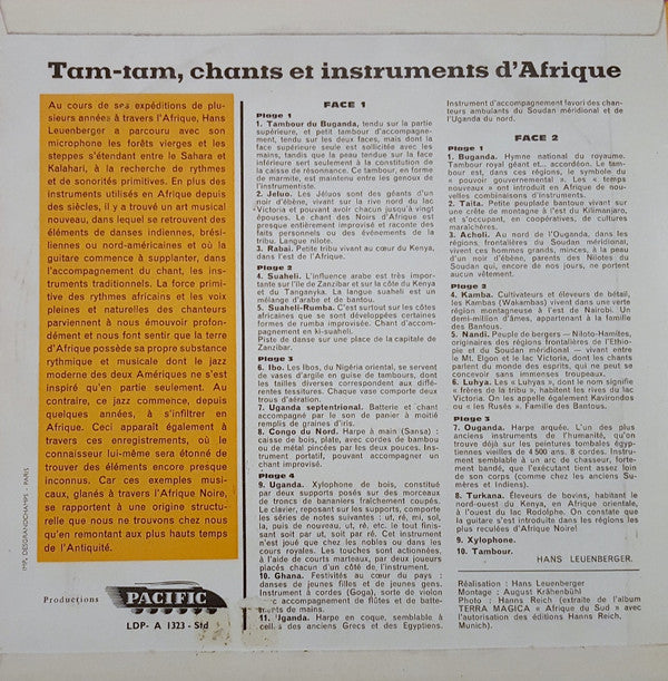 Hans Leuenberger : Tam-Tam, Chants Et Instruments d'Afrique (10", Mono)