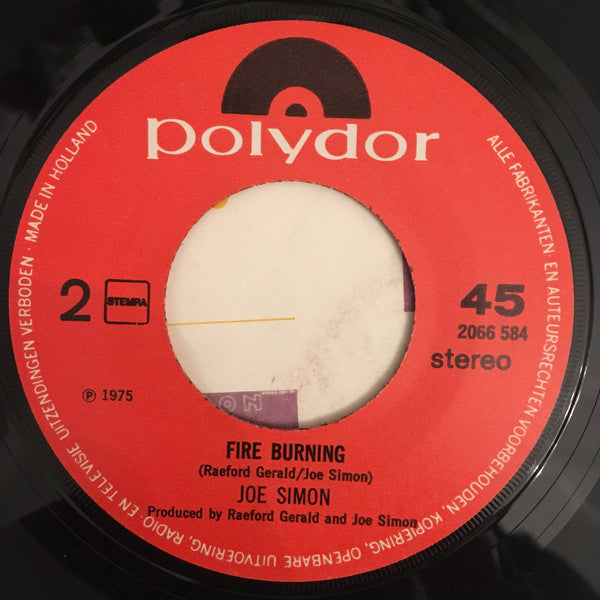 Joe Simon : Music In My Bones / Fire Burning (7", Single)