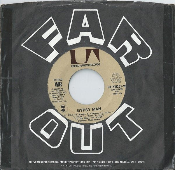 War : Gypsy Man (7", Single, Styrene, AB )