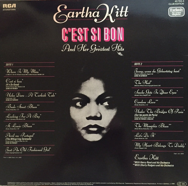 Eartha Kitt : C'est Si Bon And Her Greatest Hits (LP, Comp, Club)
