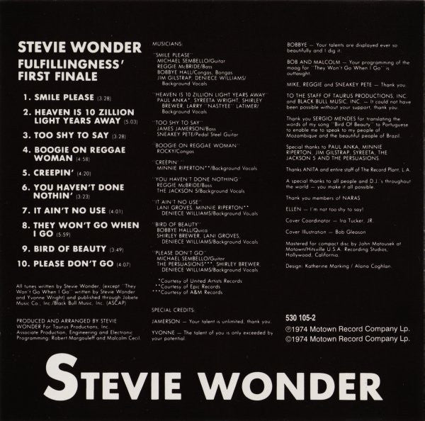 Stevie Wonder : Fulfillingness' First Finale (CD, Album, RE, RP)