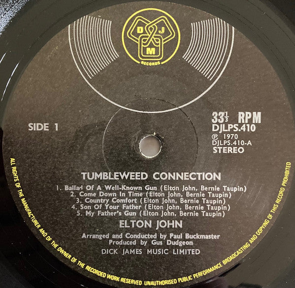 Elton John : Tumbleweed Connection (LP, Album, Gat)