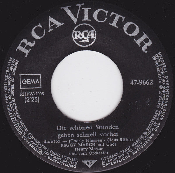 Peggy March : Die Schönen Stunden Gehen Schnell Vorbei (7", Single)