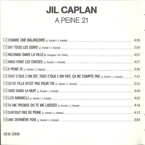Jil Caplan : A Peine 21 (CD, Album, RE)