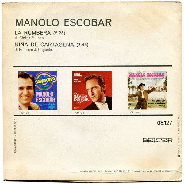 Manolo Escobar : La Rumbera / Niña De Cartagena (7", Single)