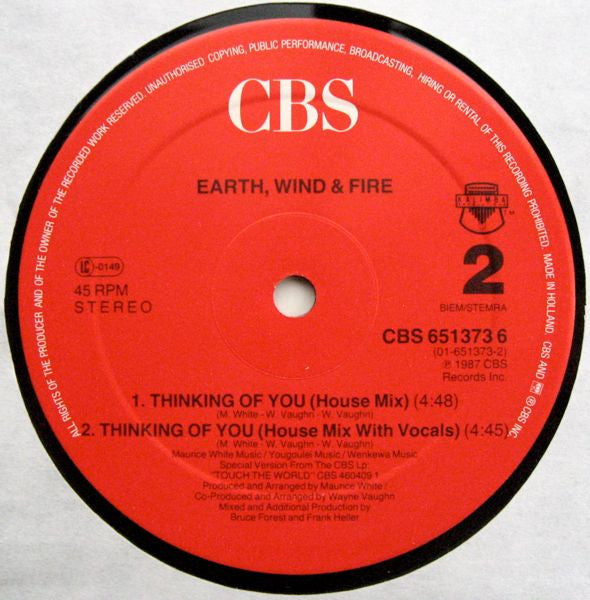 Earth, Wind + Fire* : Thinking Of You (12", Maxi)