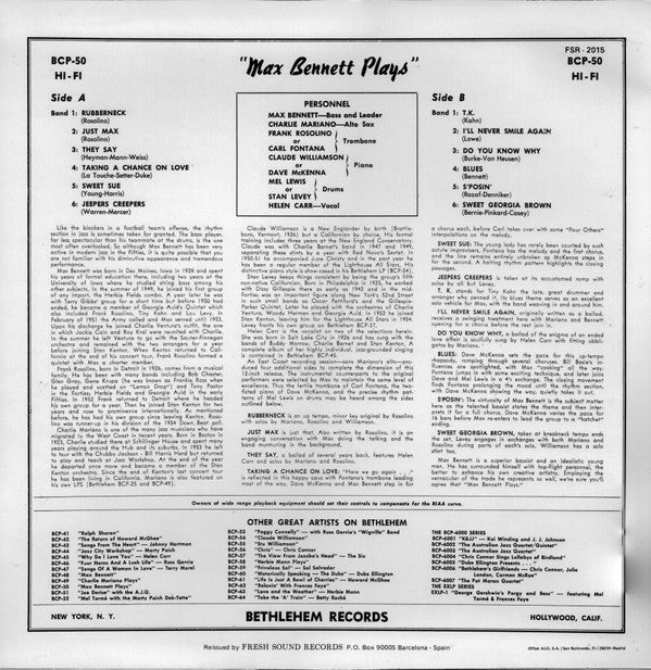 Max Bennett : Max Bennett Plays (LP, Album, Mono, RE)