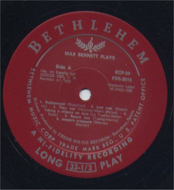 Max Bennett : Max Bennett Plays (LP, Album, Mono, RE)