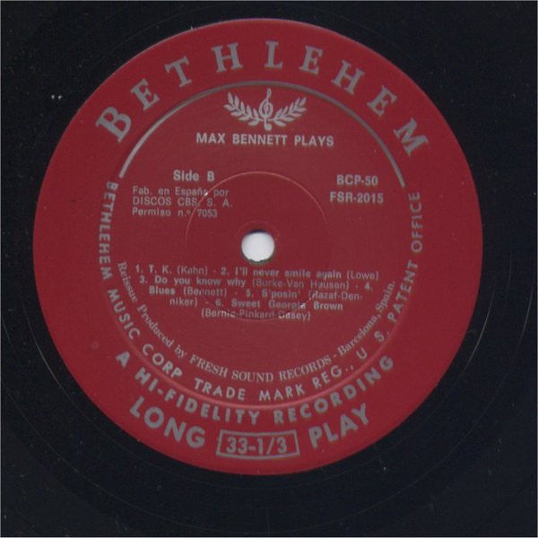 Max Bennett : Max Bennett Plays (LP, Album, Mono, RE)