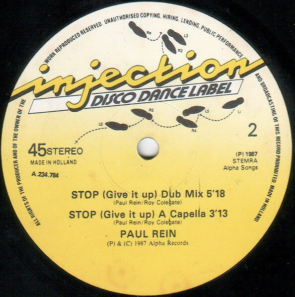Paul Rein : Stop (Give It Up) (Club Mix) (12")