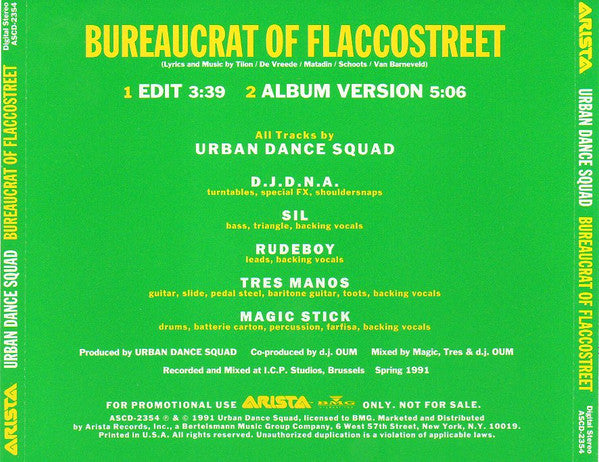 Urban Dance Squad : Bureaucrat Of Flaccostreet (CD, Maxi, Promo)