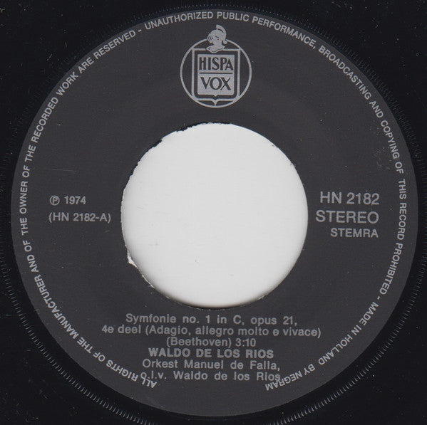 Waldo De Los Rios : Beethoven Symfonie No 1. (7", Single)