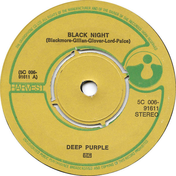 Deep Purple : Black Night (7", Single)