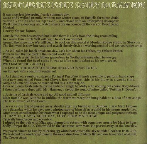 Badly Drawn Boy : One Plus One Is One (CD, Album)