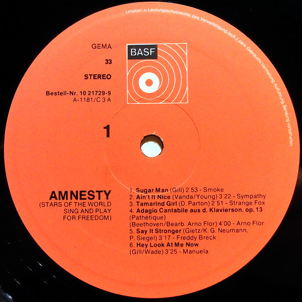 Various : Amnesty • Stars Of The World Sing And Play For Freedom (LP, Comp)