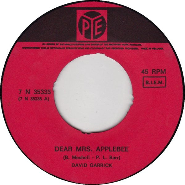 David Garrick : Dear Mrs. Applebee (7", Single, Gre)
