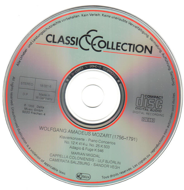 Wolfgang Amadeus Mozart : Klavierkonzerte No.12 K 414 & No.25 K 503 (CD)