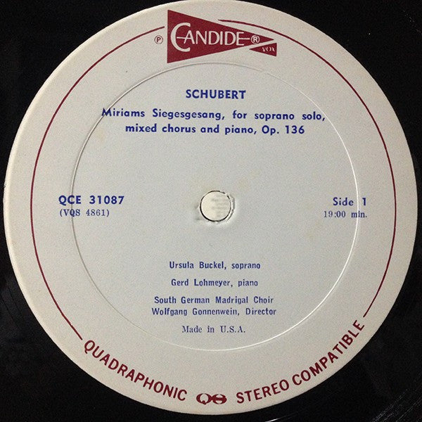 Franz Schubert : Mirjam's Siegesgesang / Gesang Der Geister Über Den Wassern / Nachtgesang Im Walde (LP, Album, Quad)