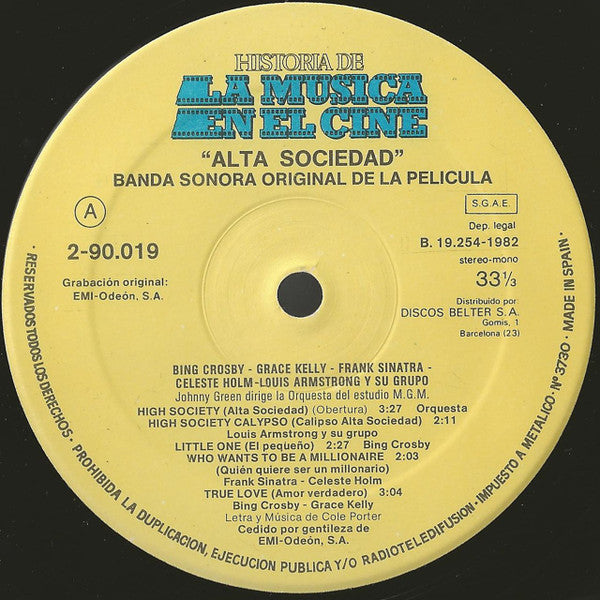 Various : High Society = Alta Sociedad (Banda Sonora Original De La Película) (LP, Album)